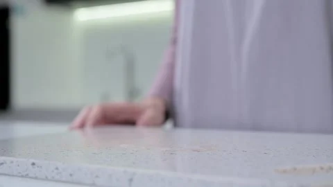 Raw steak falls on a stone kitchen board. Stock Footage 152458660