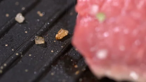 Raw steak fried in a pan. slow motion Stock-Footage 101658631