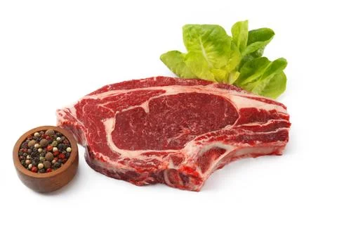 Raw steak on an isolated white Stock Photos