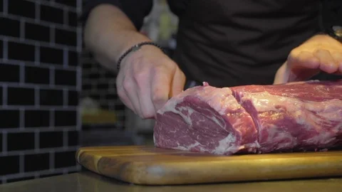 Raw Steak Meat Cut Video stock 102281823