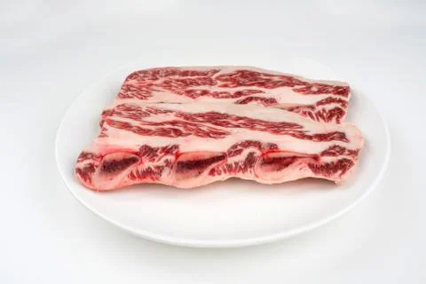 Raw steak on a plate Stock Photos