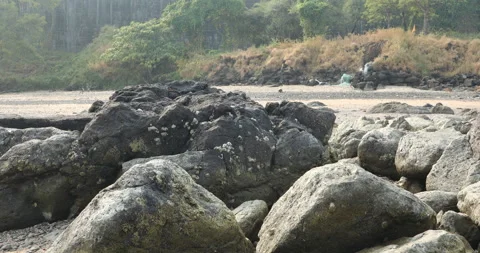 Raw stones Texture at Beach Stock Footage 320328077