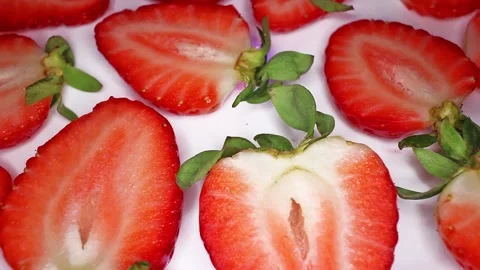 Raw Strawberry fruit Texture Closeup Video Seamless Looping Stock Footage 140135704