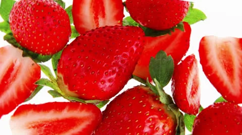 Raw strawberry on white Vídeos de archivo 25125428