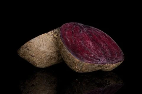 Raw sweet beetroot isolated on black glass Stock Photos