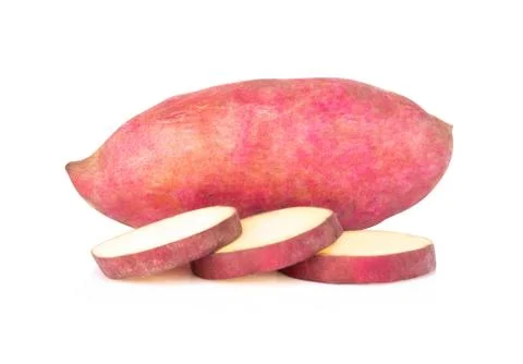 Raw sweet potato isolated on white background, healthy food concept Stock Photos