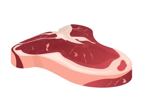 Raw T bone steak beef illustration on white 库存插图
