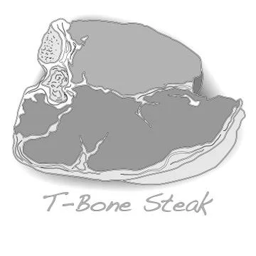 Raw T-bone vectoron white background Stock Illustration