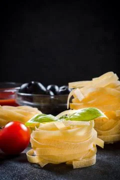 Raw tagliatelle Stock Photos