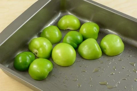 Raw tomatillo halves Stock Photos