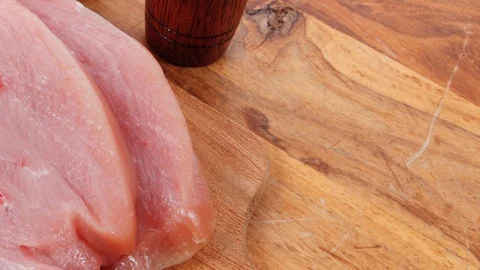 Raw turkey meat steak with hot sweet pepper 库存影片 88892597