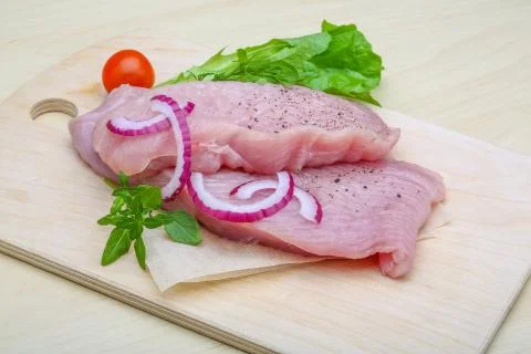 Raw turkey steak Stock Photos