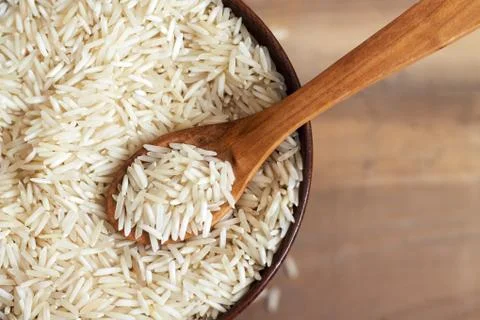 Raw uncooked basmati rice  스톡 사진