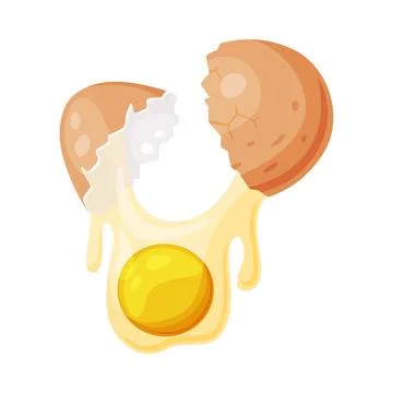 Raw Uncooked Egg with Cracked Brown Shell Vector Illustration Stock Illustration