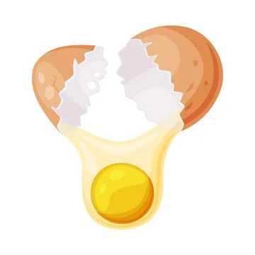 Raw Uncooked Egg with Cracked Brown Shell Vector Illustration イラスト素材