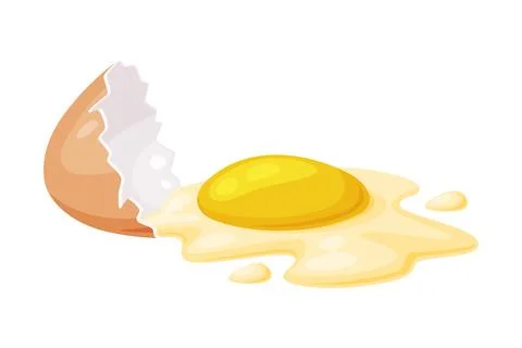 Raw Uncooked Egg with Cracked Brown Shell Vector Illustration Illustrazione stock