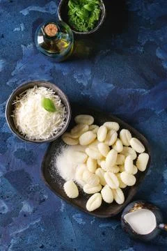 Raw uncooked potato gnocchi Stock Photos