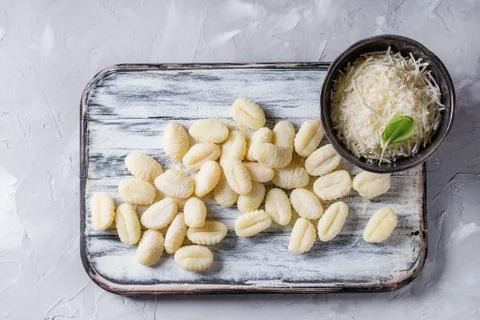 Raw uncooked potato gnocchi Stock Photos