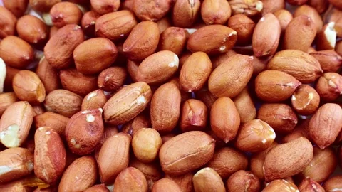 Raw unpeeled peanut nuts circle rotation close up Stock Footage 233098750