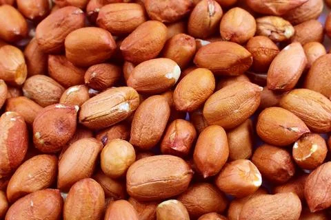Raw unpeeled peanut nuts texture close up Stock Photos