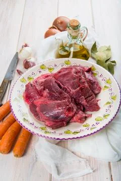 Raw veal cheeks Stock Photos