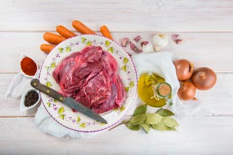 Raw veal cheeks Stock Photos