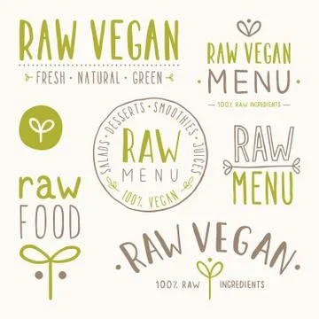 Raw vegan badges. Stock Illustration