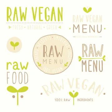Raw vegan badges. Stock Illustration
