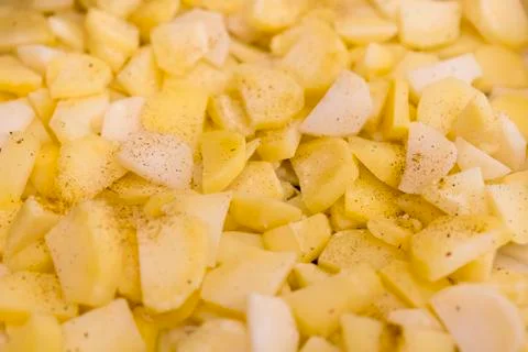 Raw vegetables before baking with spice Stock Photos