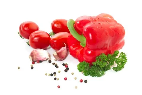 Raw vegetables over white background Stock Photos