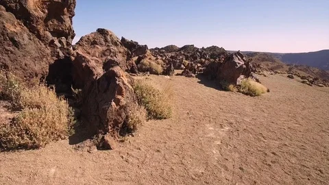 Raw volcanic landscape surrounding Mount Teide. Stock Footage 70515822
