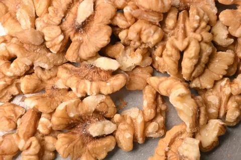 Raw Walnut Kernel Texture Premium Natural Dry Fruit Macro Background Foto stock