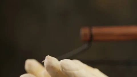 Raw white asparagus Stock Footage 127511466