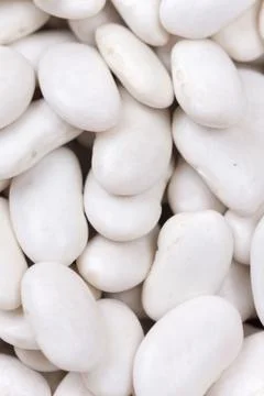 Raw white beans background macro close up Stock Photos
