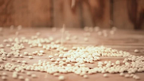 Raw white beans Stock Footage 71647403