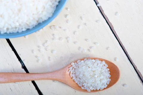Raw white rice Stock Photos