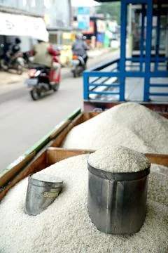 Raw white rice Stock Photos