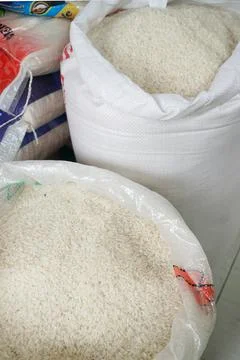 Raw white rice Stock Photos