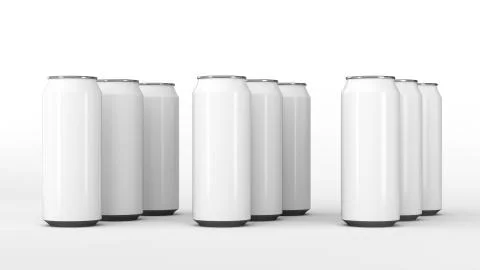 Raw of white soda cans Stock Illustration
