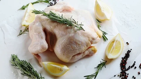 Raw whole chicken Stock Footage 106107196