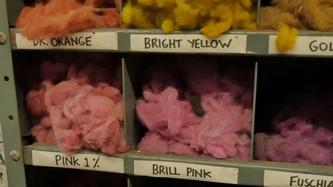 Raw wool samples inside Harris Tweed Mill 스톡 동영상 109071485