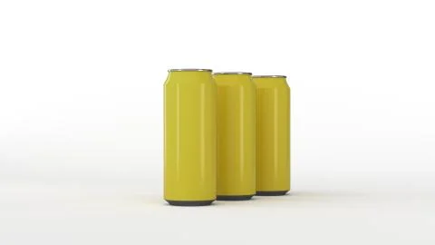 Raw of yellow soda cans Stock Illustration