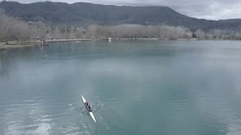 Rawing in the lake 02 Stock Footage 220785560