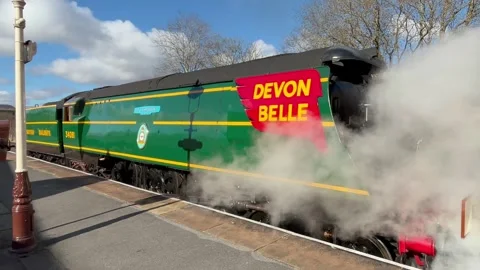 Rawtenstall, UK 2025 March; Devon Bell locomotive Stock Footage 304238472