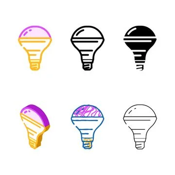 Ray glow light bulb multistyle color icon vector 스톡 일러스트