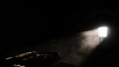 A ray of light in the attic window. Stock Footage 161181940
