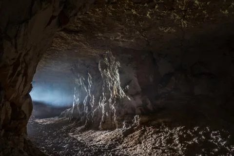 A ray of light in the cave Stock Photos