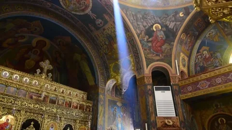 Ray of light into church Stock Footage 136171183