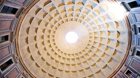Ray of light from dome inside top of Pantheon in Rome, Italy Stock Footage 121060243