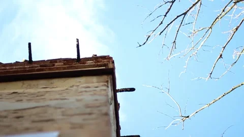 A ray of sunshine next to the building. Old building. Sun in the morning Stock Footage 130739631